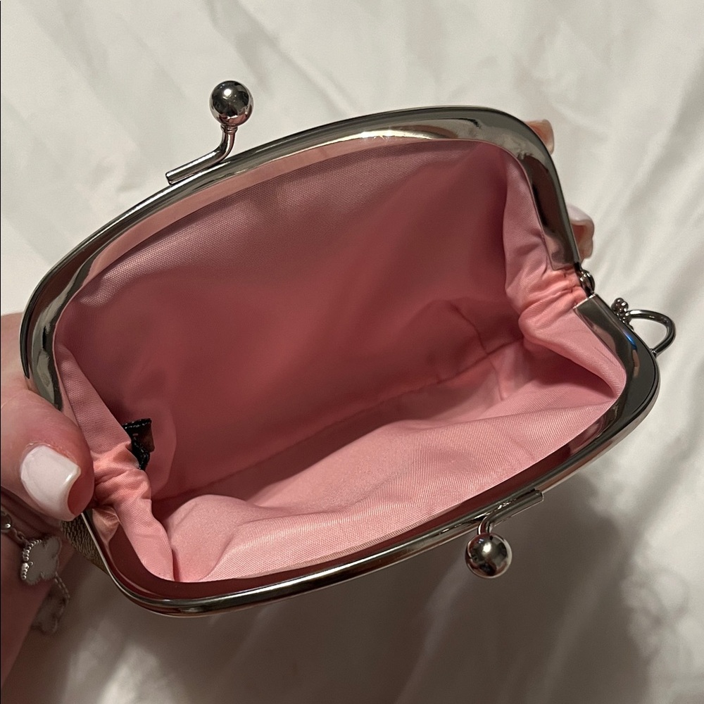 Coach Signature Tan and Pink Wristlet - Picture 2 of 3